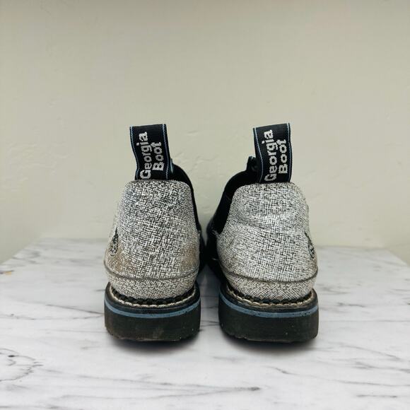 Georgia Boot Romeo Black Blue Leather Slip On Bootie Womens Size 7 - Picture 5 of 10